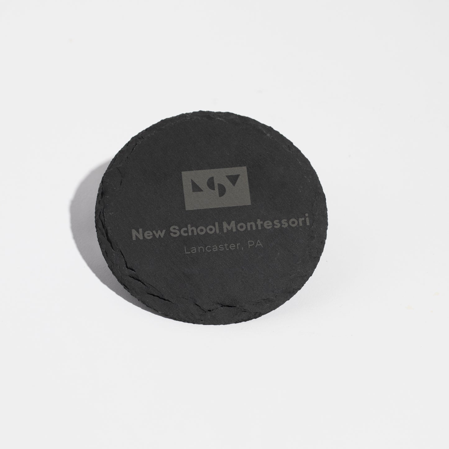 Round Slate Coasters - New School Montessori - Set of 2