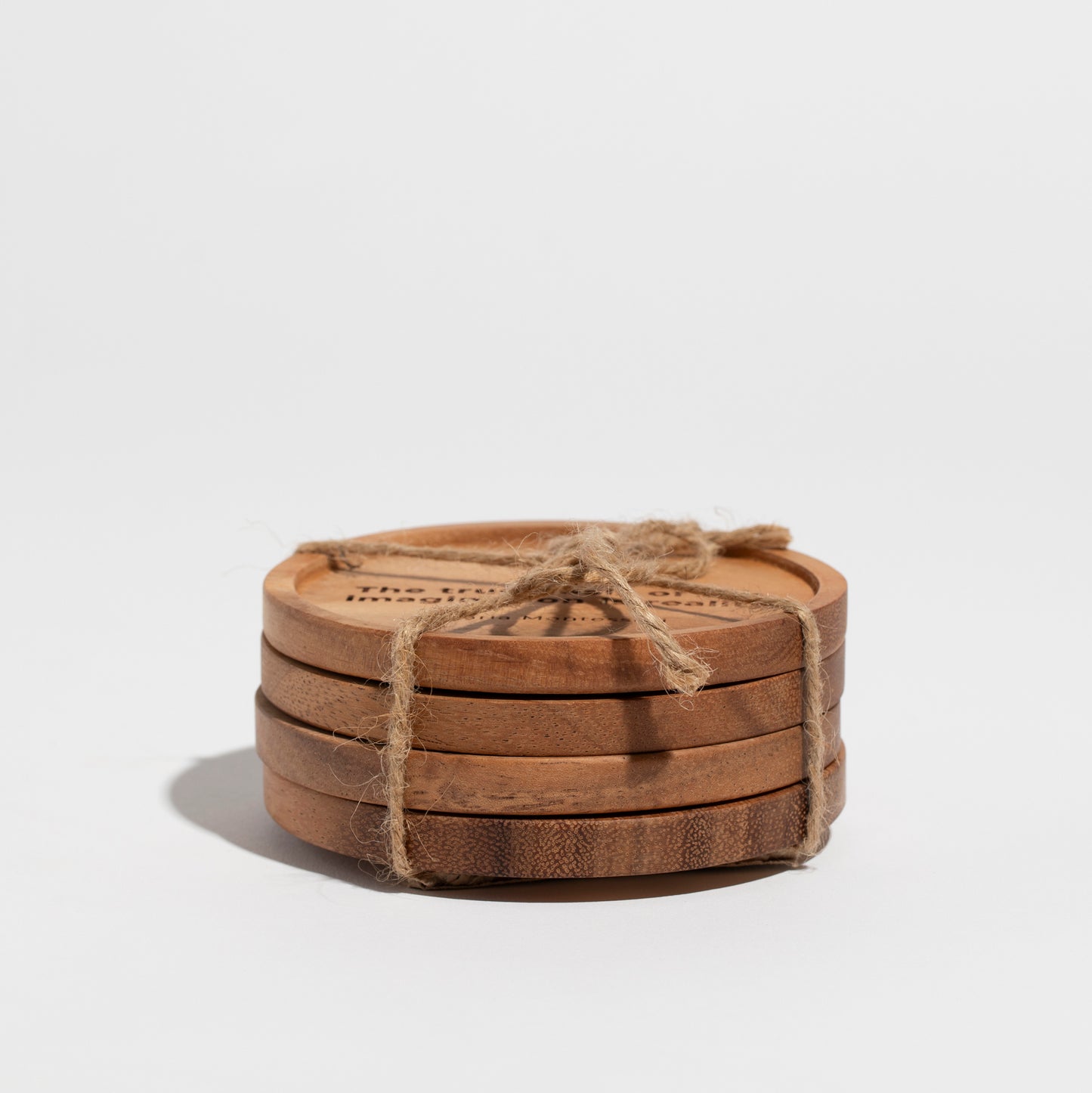Round Wood Coasters with Montessori Quotes - Set of 4