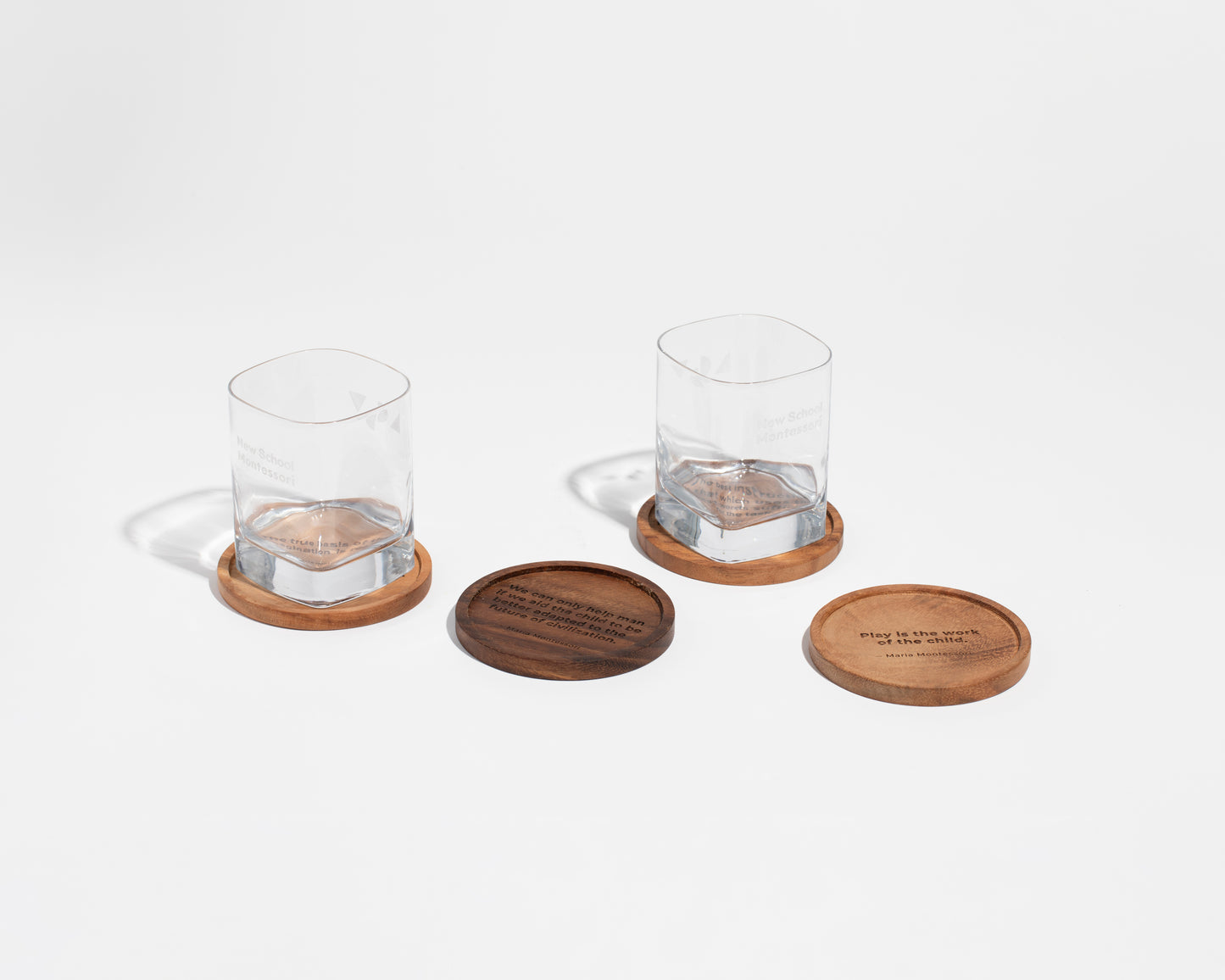 Round Wood Coasters with Montessori Quotes - Set of 4