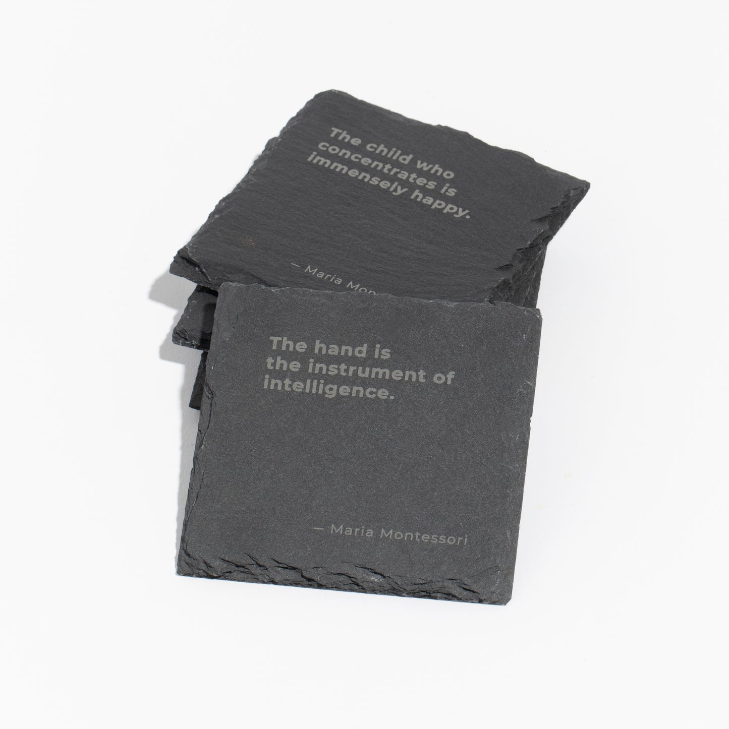 Square Slate Coasters with Montessori Quotes - Set of 2