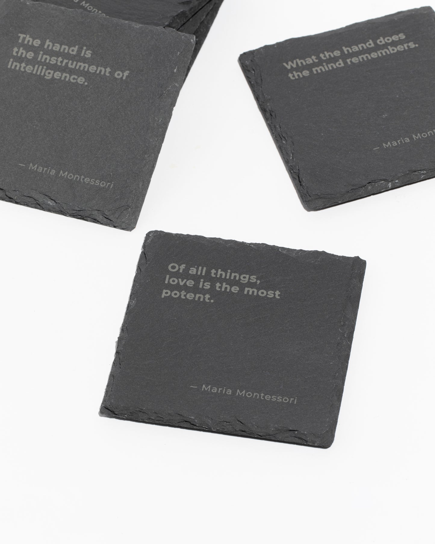 Square Slate Coasters with Montessori Quotes - Set of 2