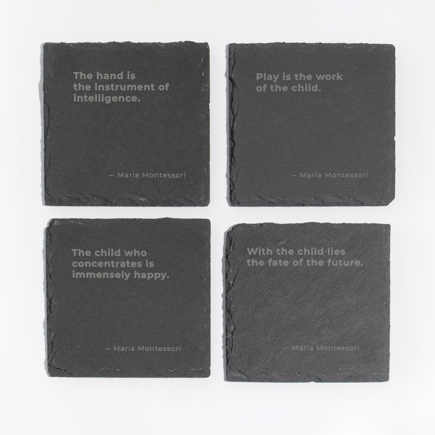 Square Slate Coasters with Montessori Quotes - Set of 2