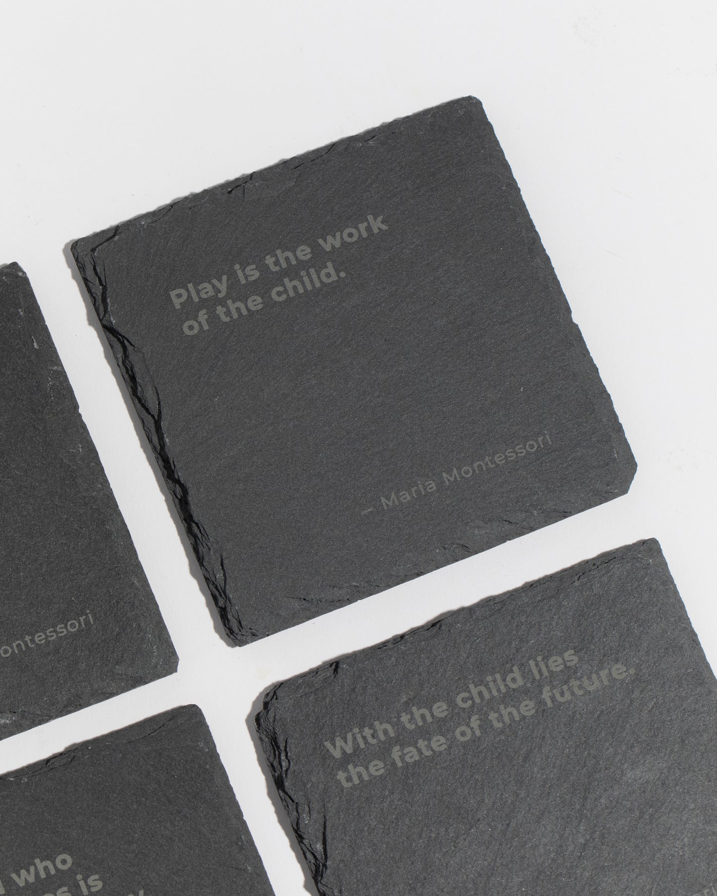 Square Slate Coasters with Montessori Quotes - Set of 2